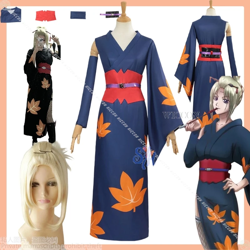 

Tsukuyo Косплей Аниме Kintama Костюм Джерси Сексуальное японское кимоно с высоким разрезом Платье с узором кленового листа Kawaii Хэллоуин Вечеринка Cos