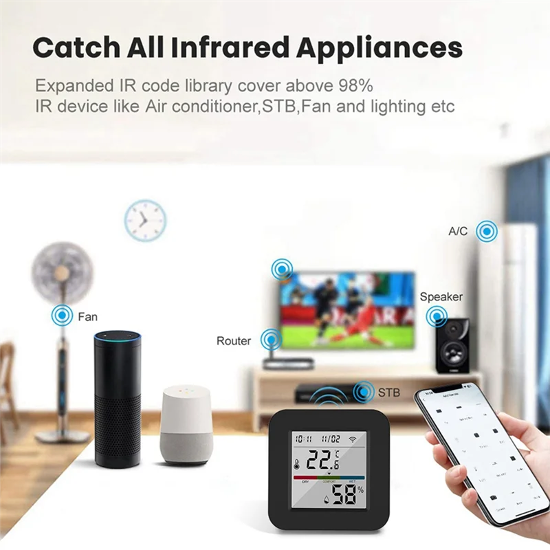 Tuya Wifi IR Universal Remote Control Temperature And Humidity Sensor Smart Life App Control Work With Alexa Google Home-AT48