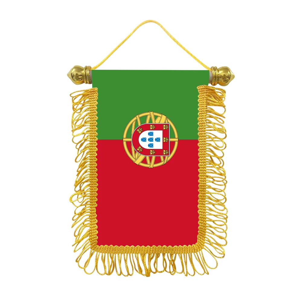 Portugal small hangicng flag 10x15cm triangular flag car decoration hanging flag double-sided pattern with suction cup