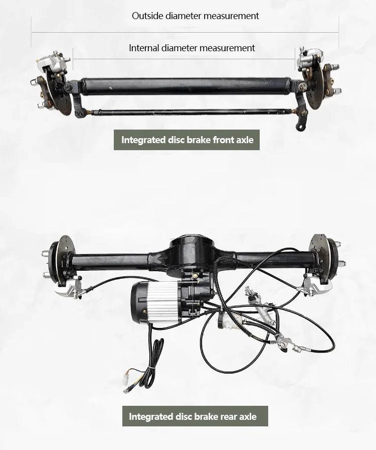 Go Kart Rear Axle Assembly With Steering Wheel and Tires 60V 72V 2500W 3000W Brushless Motor