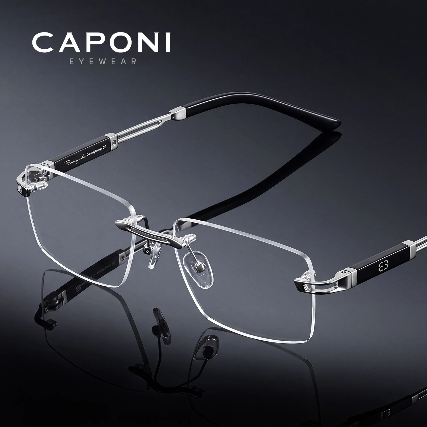 

Мужские очки CAPONI по рецепту, индивидуальные, прогрессивные, роскошные, без оправы, деловые, из чистого титана, для коррекции близорукости, ацетатные очки PJ23026