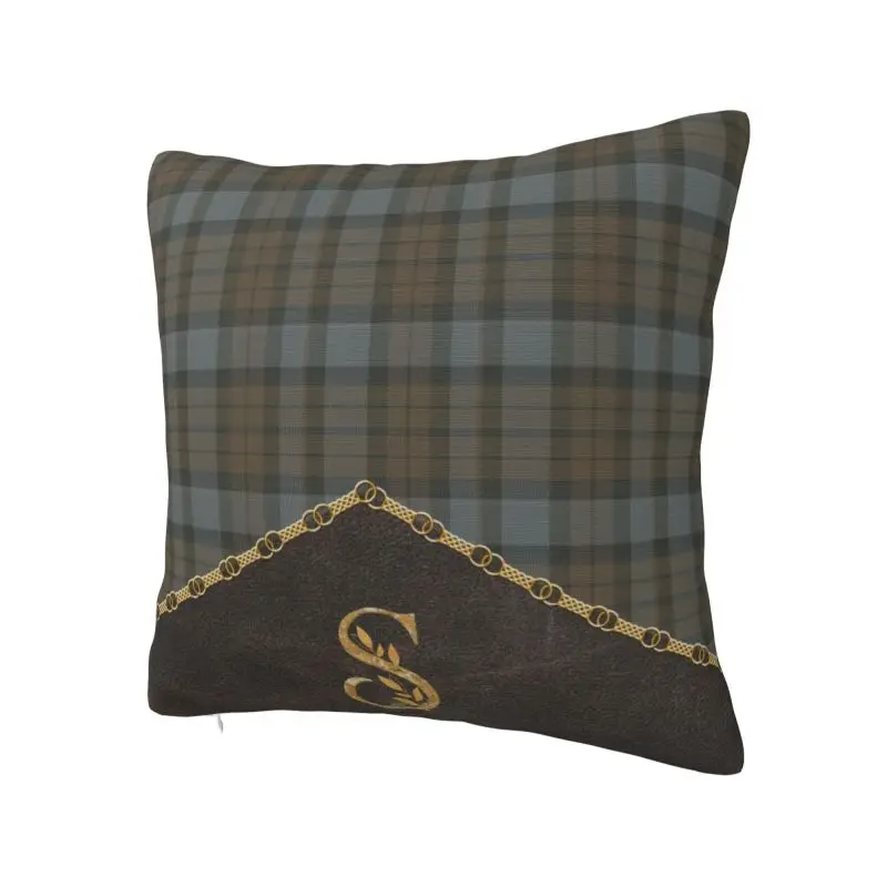 Leather Tartan Monogram S Pillow Case 45x45cm Decoration Nordic Modern Plaid Check Texture Cushions for Sofa Square Pillowcase