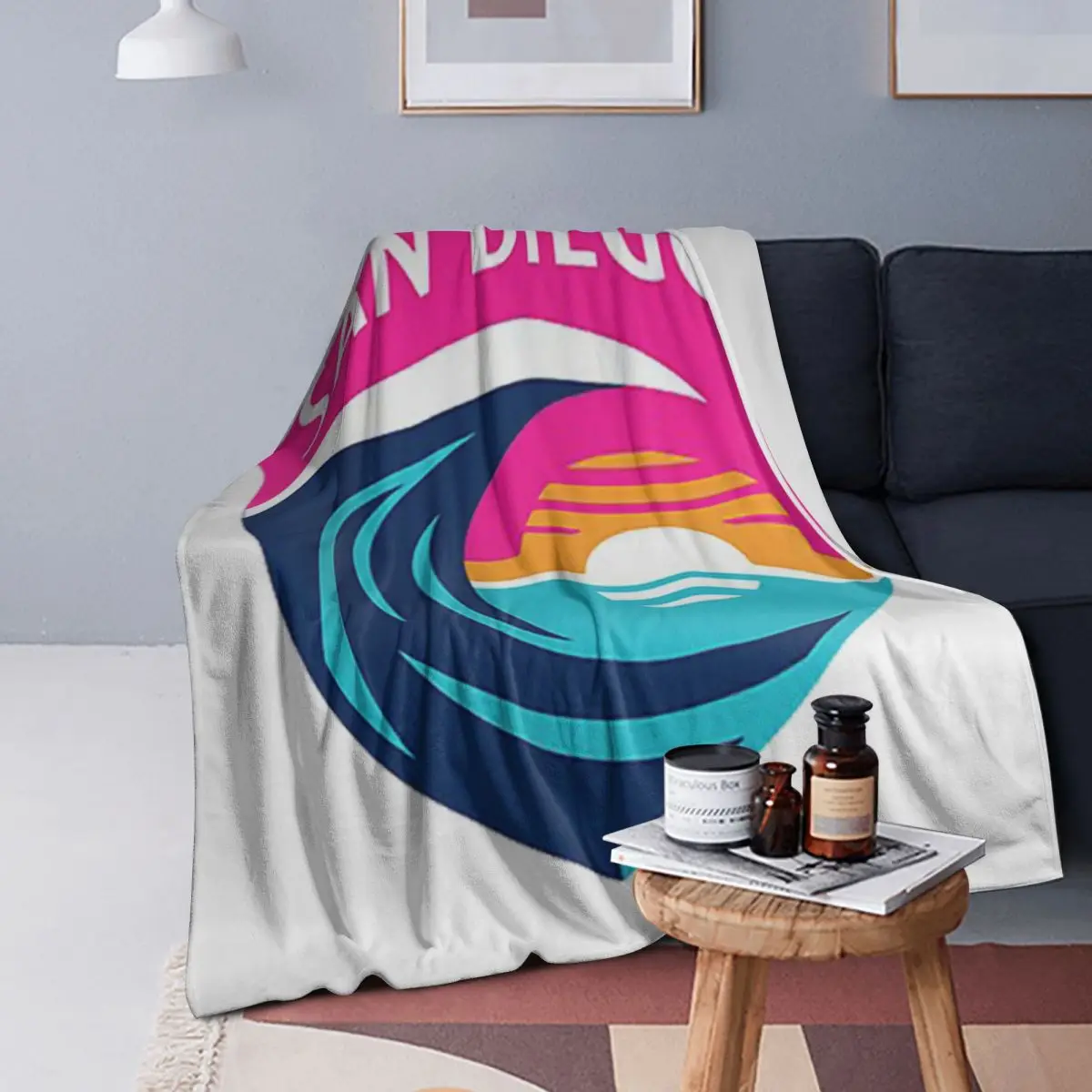 

San Diego Wave Blanket Soft Warm Flannel Throw Blanket Bedspread for Bed Living room Picnic Travel Home Sofa
