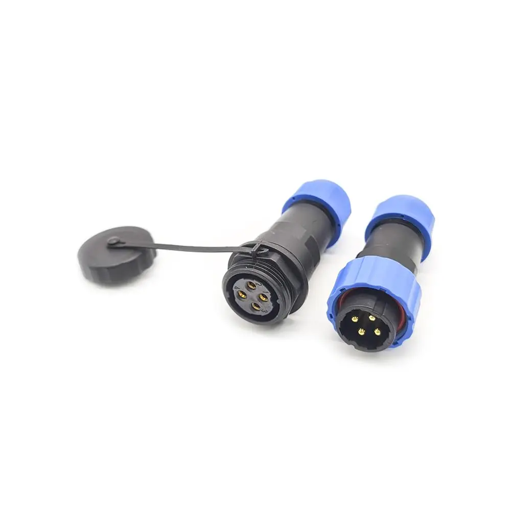 SP21 Waterproof 4 Pin Aviation Connector, Straight Plug & Socket Set - Welding Type for Secure Connections