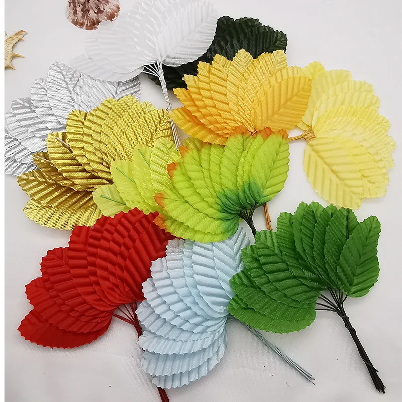 10pcs Artificial Silk Green Leaves Fake Tree Leaf Decorative Plants For DIY Scrapbook Craft Wedding Wreath Party Room Decoration