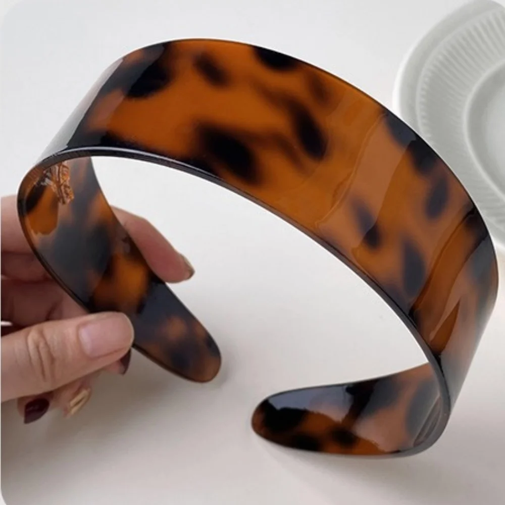 Leopard Print Headband Fashionable Wide Hair Hoop Acetate Headband Retro Fashion Headband For Wedding Office Party
