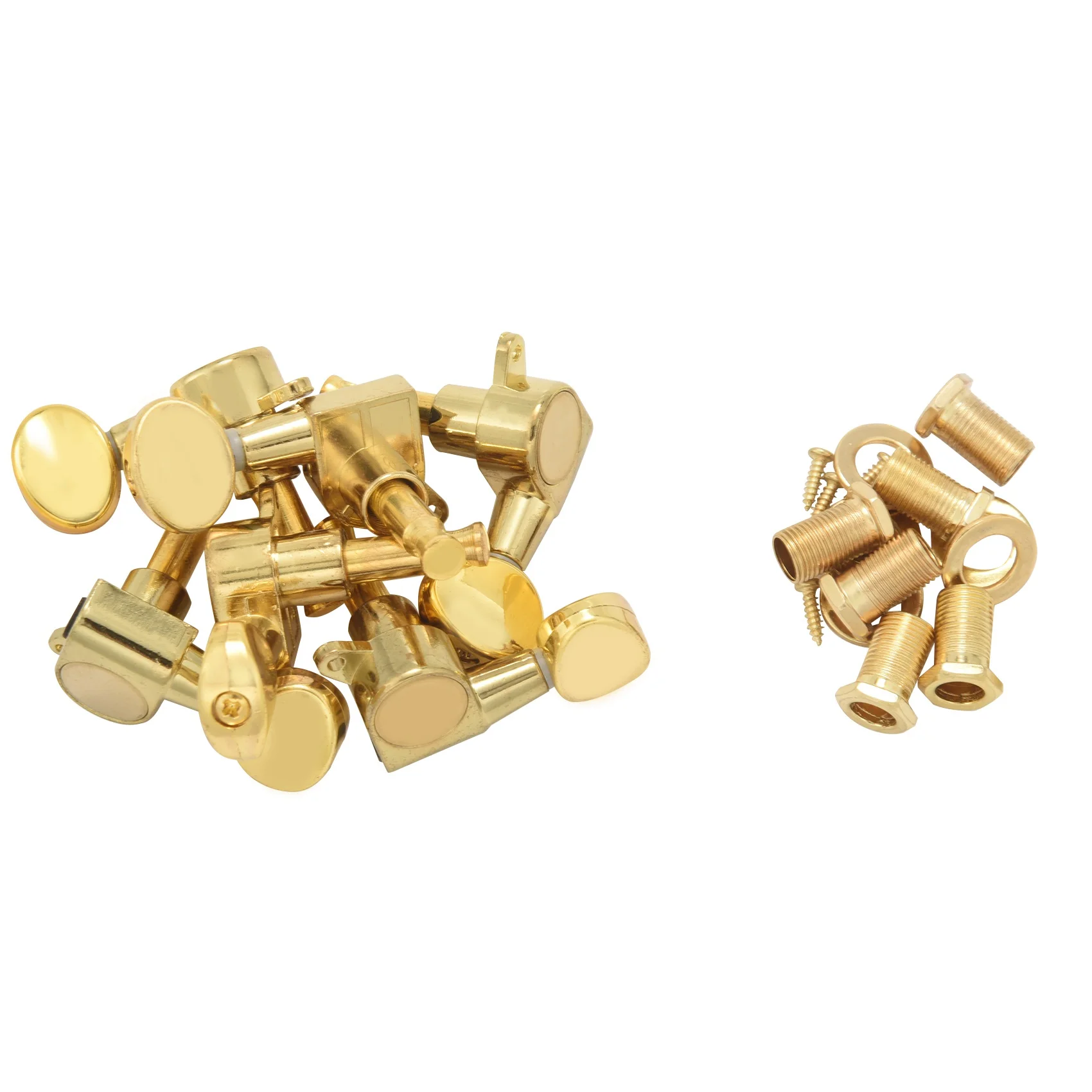 VerROUILLAGE-6 Guitar Tuning Pegs, Toques, Cordas, Botão, 3L, 3R, Ouro