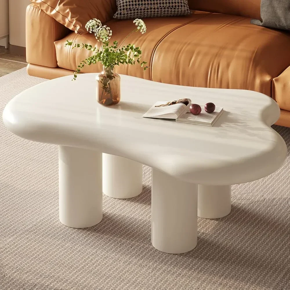 Table basse Cloud avec 4 pieds de support robustes, table basse moderne, petite table basse, optique de 39.37 po, facile à assortir, 2.67 po