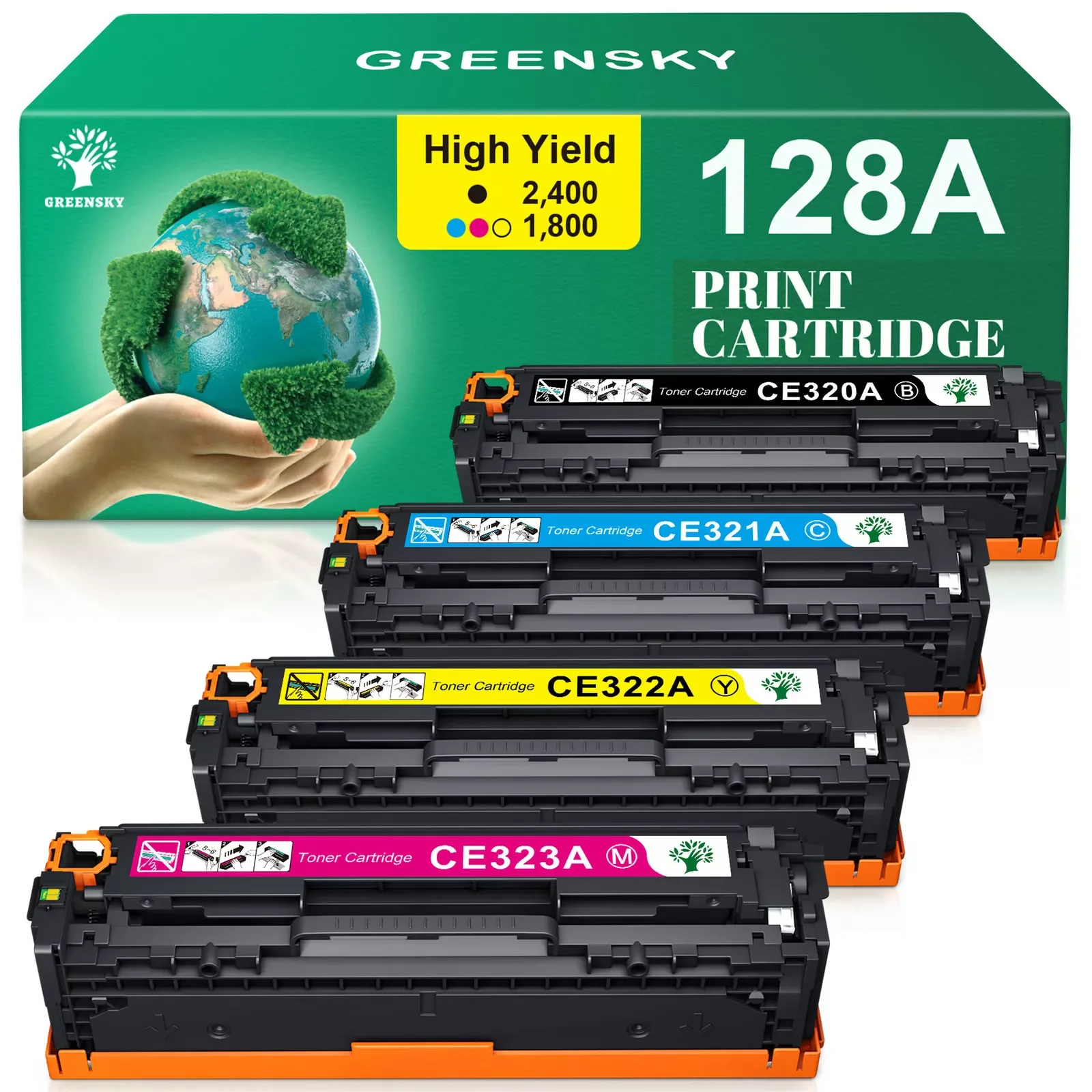 4PK для HP 128A CE320A тонер LaserJet Pro цветной МФУ CM1415fnw CP1525nw CP1525n