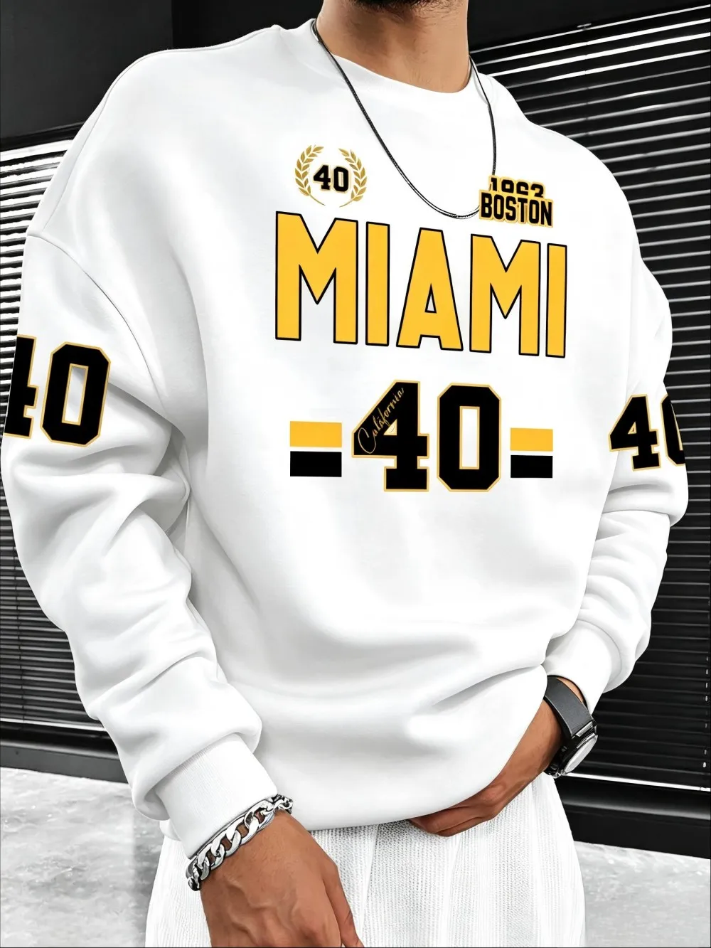 Amerikanisches Retro-Herren-T-Shirt für den Herbst, mit Boston-Motiv, weich und bequem, Rundhalsausschnitt, lange Ärmel, ideal als Sportoberteil für den Außenbereich. – Detail 8