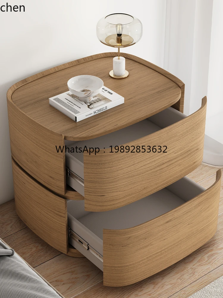 

intelligent all-solid wood bedside table household bedroom light luxury high-end shelf niche design