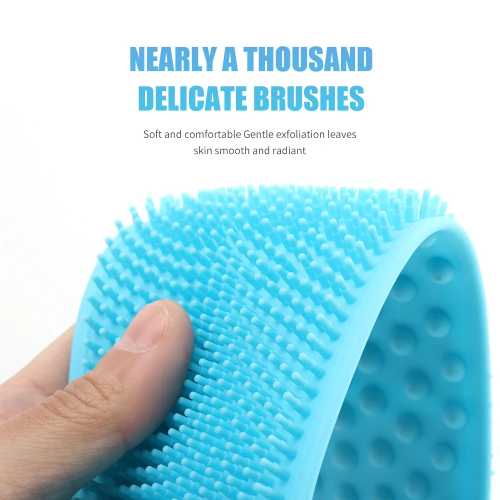 1pc Silicone Body Scrubber Shower Brush Bath Exfoliating Brush Belt Back Scrub Body Cleaner Cleaning Strap Bathroom Accessories