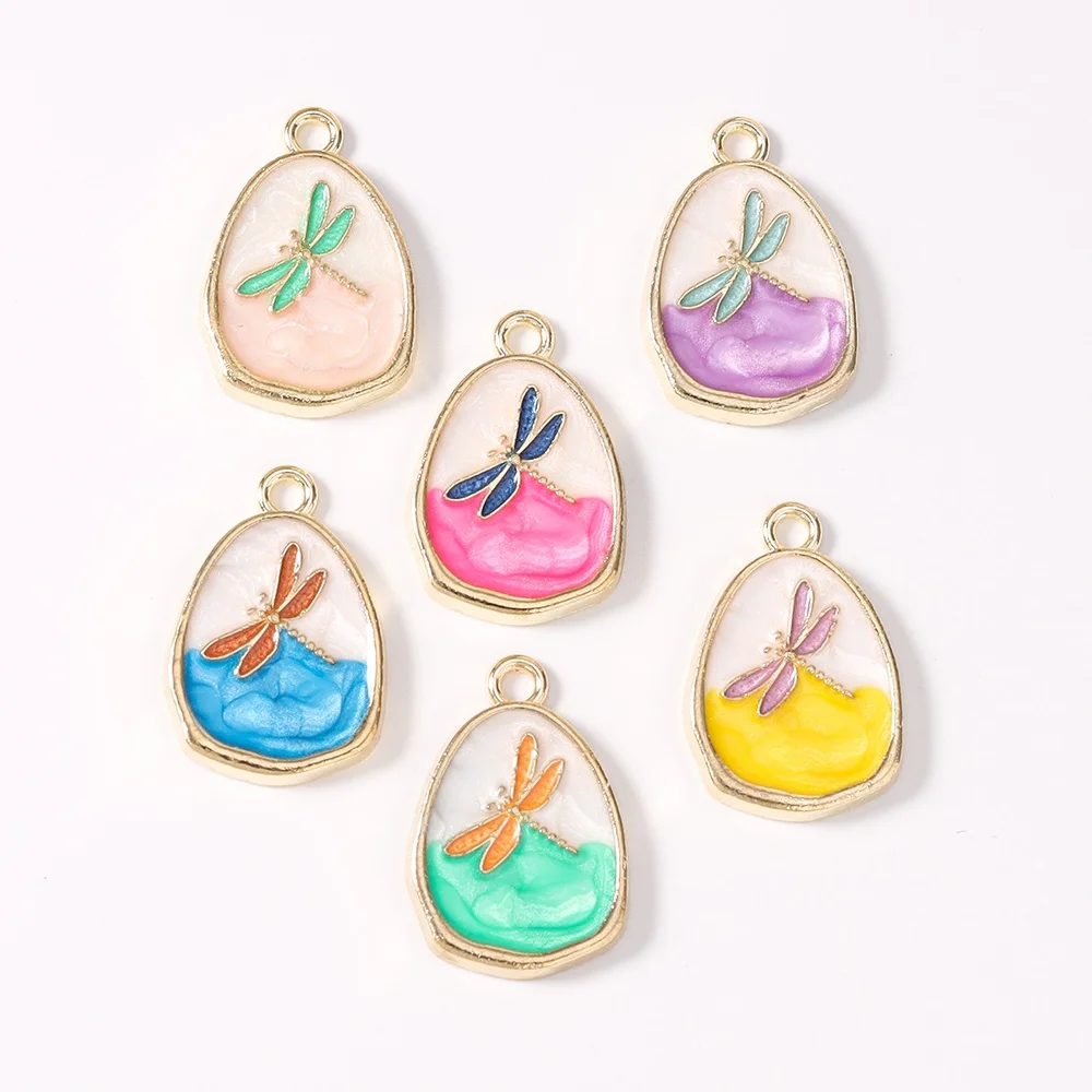 Leslie 10 Stück Ölgemälde Perlen-Libellen-Schmetterlings-Blumen-Anhänger für DIY-Ohrringe, Halsketten, handgemachter Schmuckherstellung – Detail 20