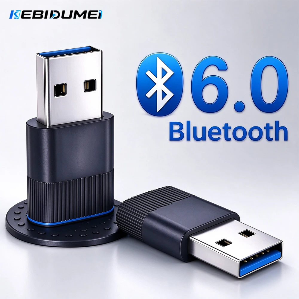 KEBIDUMEI Bluetooth 6.0 USB Adapter Wireless Dongle For Laptop PC Mouse Headphones Keyboard Speaker Audio Transmitter