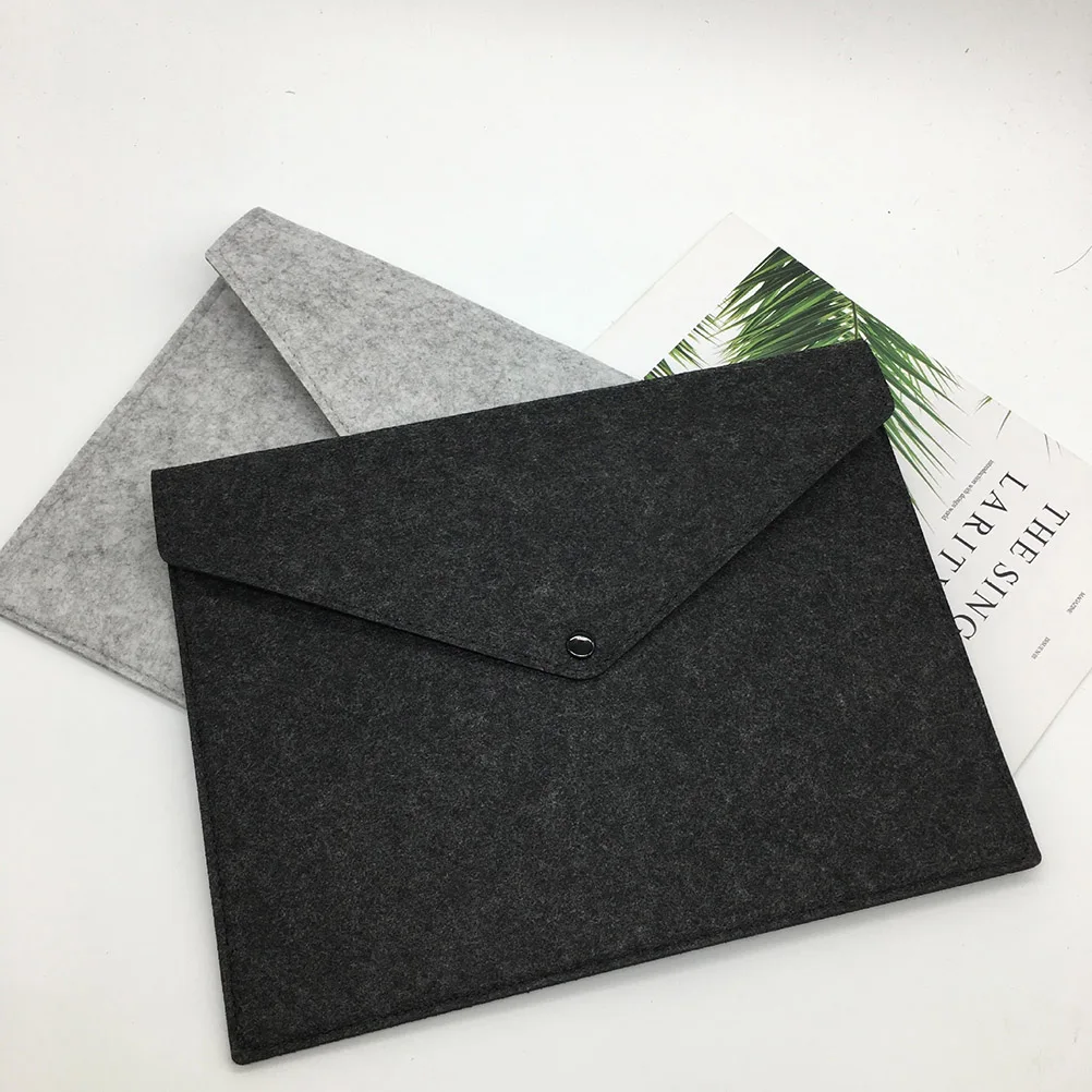 

Premium Felt File Folder Button Closure Document Organizer Storage Bag For Office Black A4 Size Tear Resistant