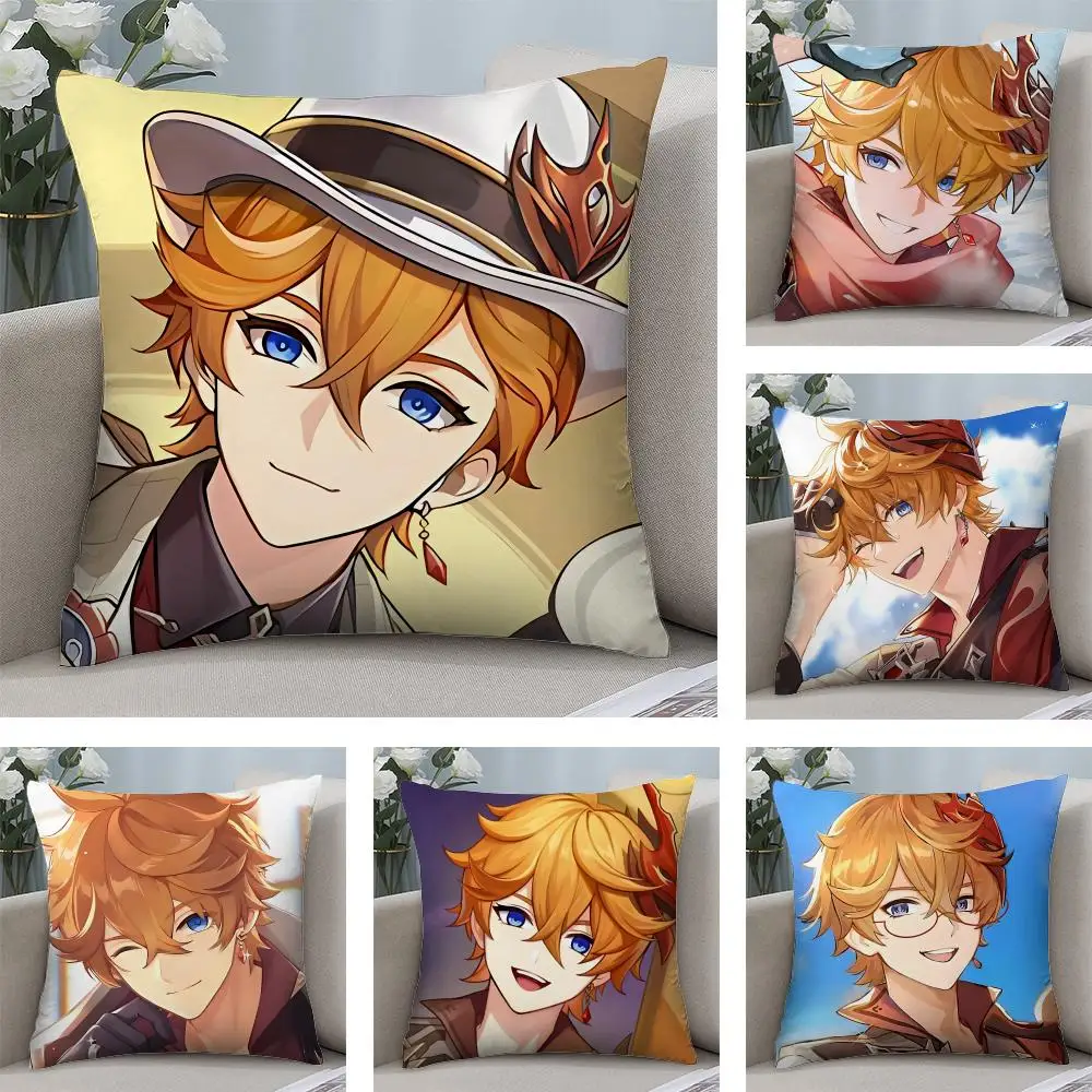 

Tartaglia Genshin Game Cushion Cover Square Pillow Bedroom Sofa Leisure Comfort Living Room Home Decoration 40X40