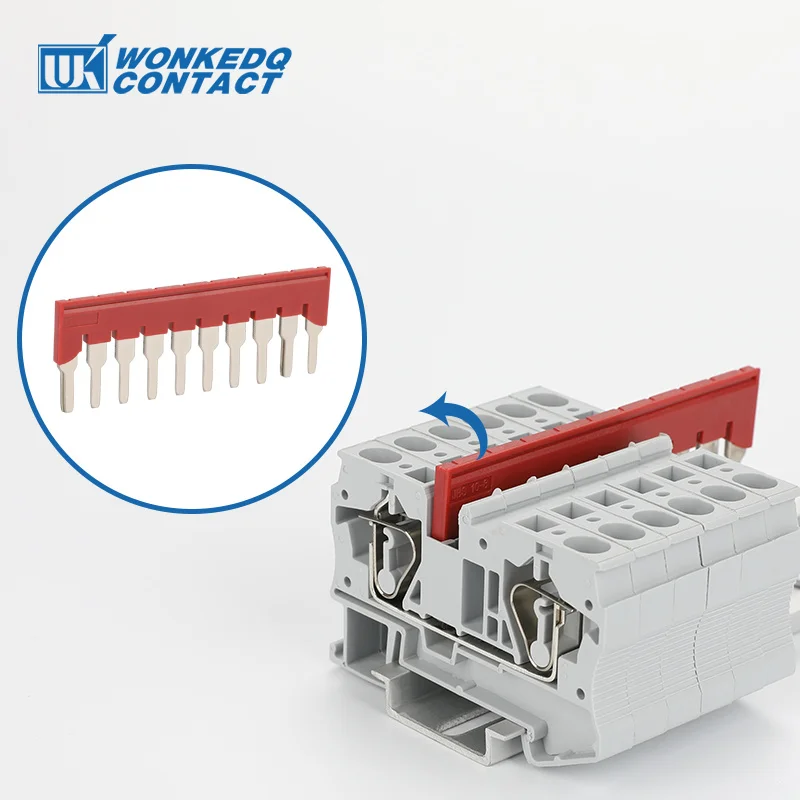 1Pc FBS 10-8 Terminal Strip Connector 2/3/4/5/10 Positions Contact Jumper PT ST 6 Din Rail Electric Block Plug-In Bridge FBS10-8