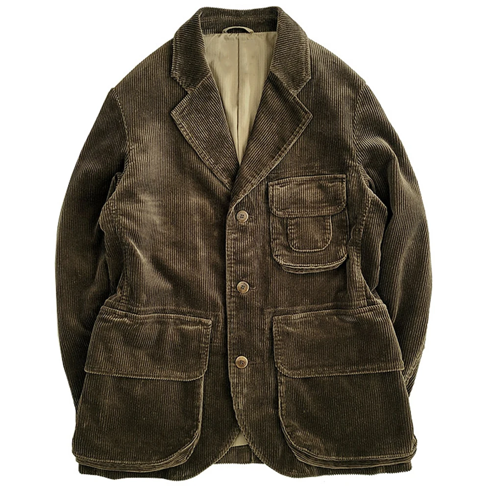 

Plus Size 5XL Corduroy Dress Suit Jacket Spring Autumn Cotton Overcoats Man Men's Blazer Coat Business Vintage European Brand