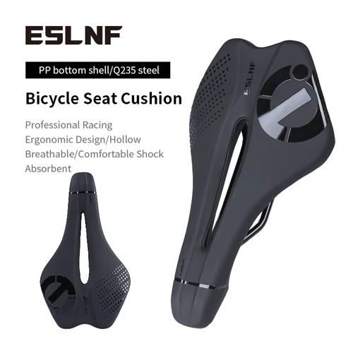 Imagen 2 del producto ESLNF Sillín de bicicleta - Cojín de asiento de PU antideslizante y ventilado hueco que absorbe los golpes para bicicletas de montaña y de carretera - Equipo de ciclismo