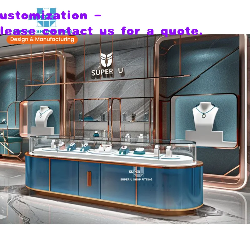 custom.Luxury Jewelry Store Display Furniture Design Lockable Jewellery Shop Bar Counter Glass Jewelry Showcase Kiosks Mall