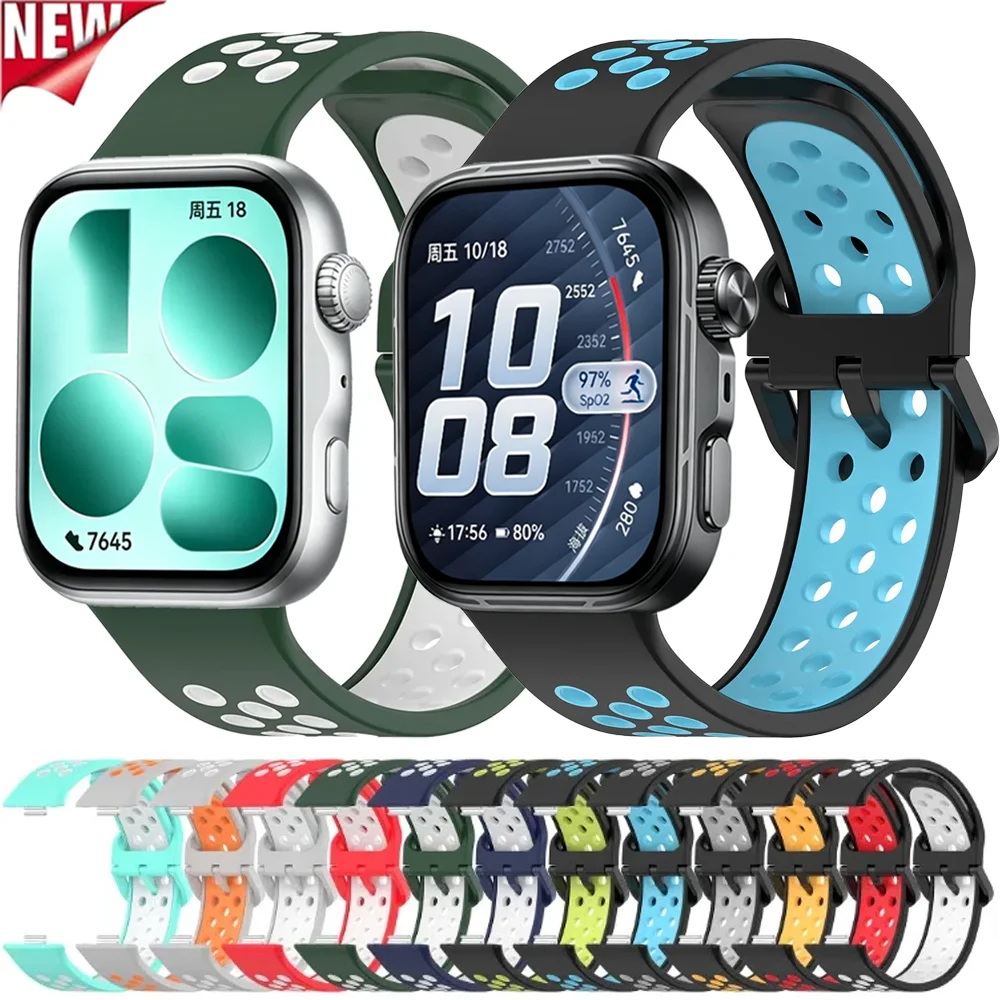Weiches Sport-Silikonarmband für Huawei Watch Fit 5 Pro 4 Pro Zweifarbiges Armband Huawei Watch Fit 5 Fit 4 3 Handgelenksband