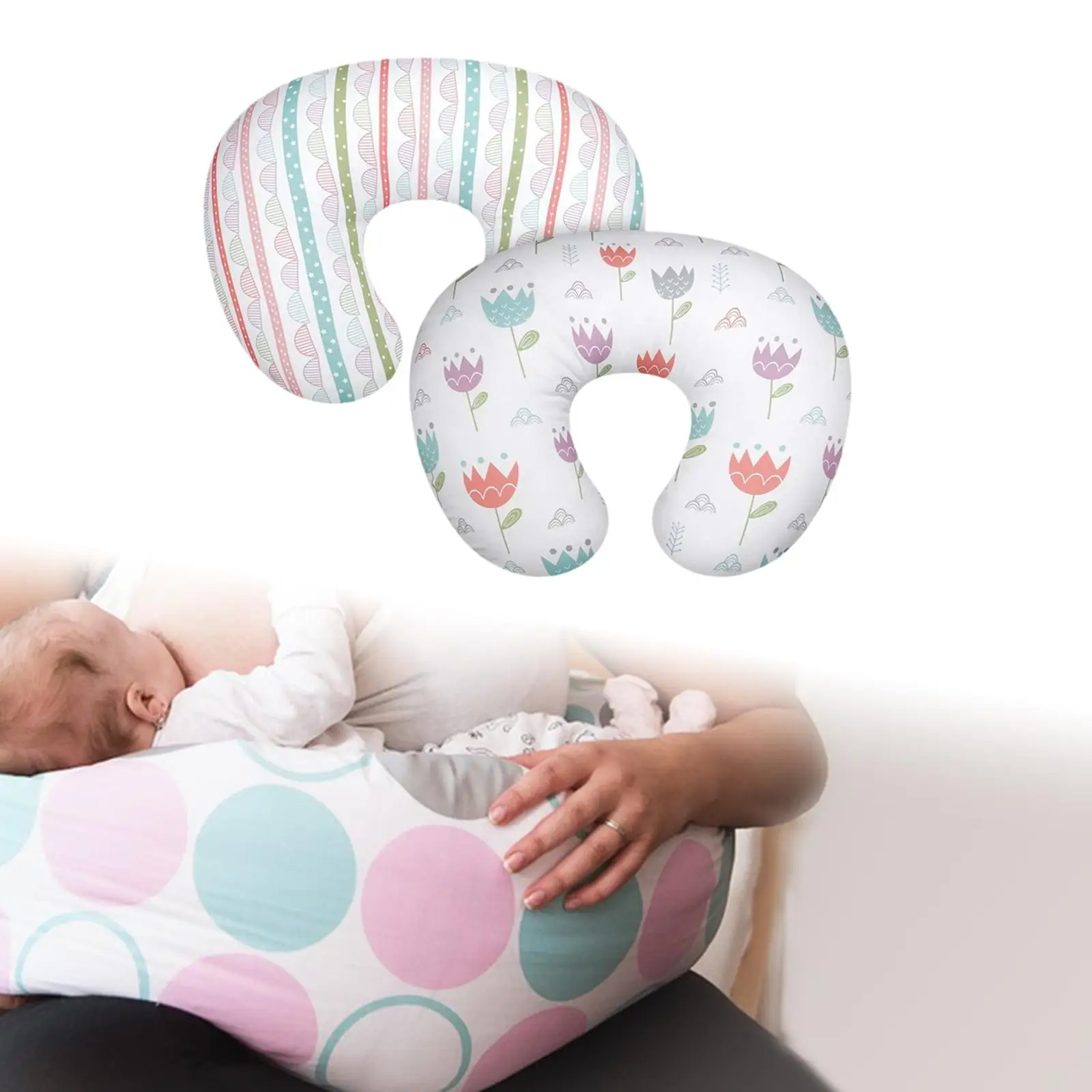 2x Infant Pillow Cover Sleeping Pillow Cover for Nursing Gift Bottle Feeding