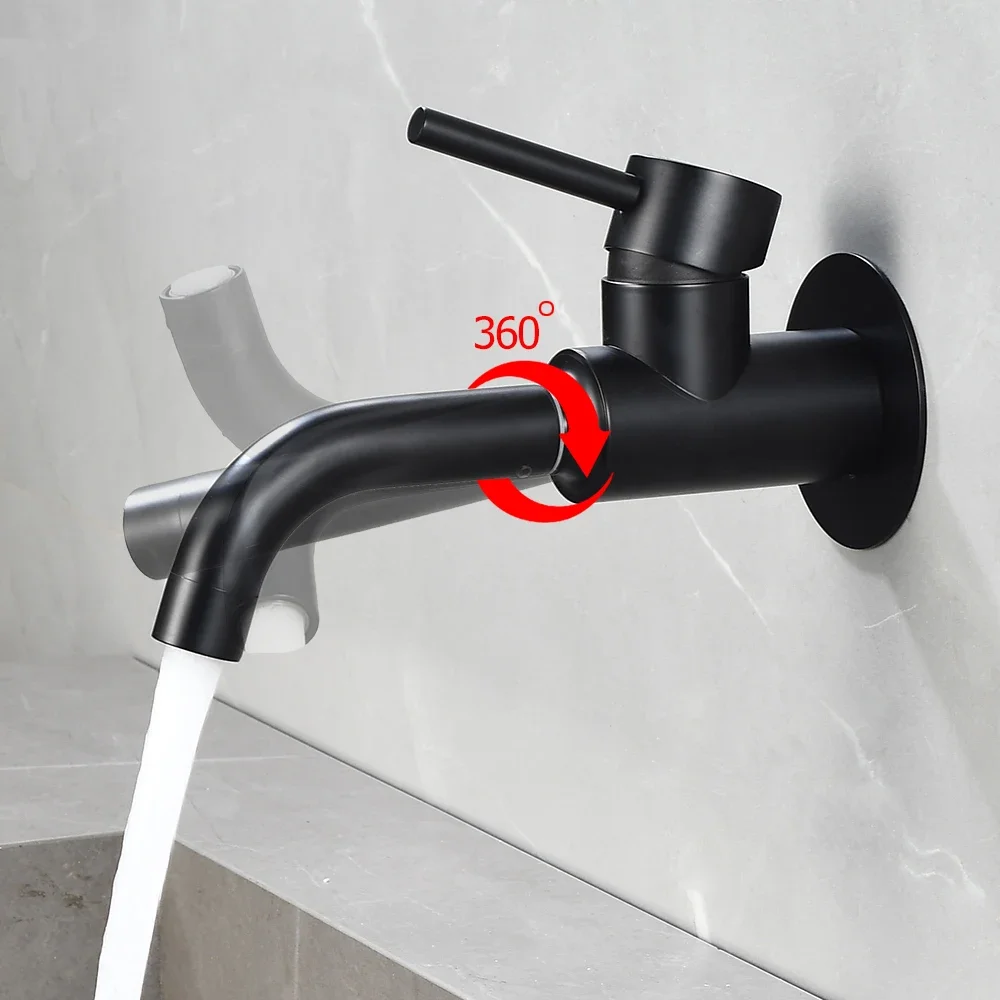 Bathroom Basin Faucet Sink Tap Wash Mixer Hot And Cold Water Wall Mounted Spout Bath Single Handle Ceramic Cartridge Crane