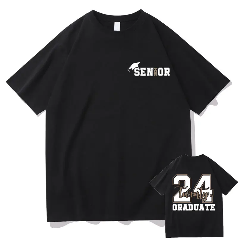 

Senor 2024 Graduation Graduate Graphic T-shirts Men Women Fashion Casual Oversized T Shirts Men's Cotton Tshirt Male Streetwear
