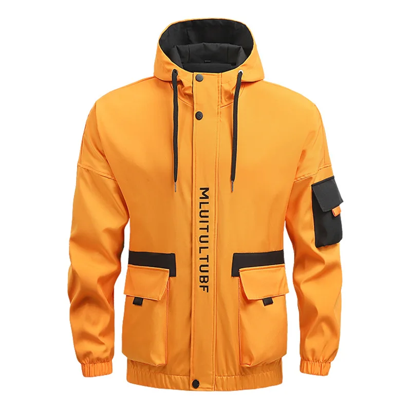 2026Jacket Men's Spring and Autumn Hooded Jacket Casual Sports Men's Windproof Waterproof Tooling Top Jacket