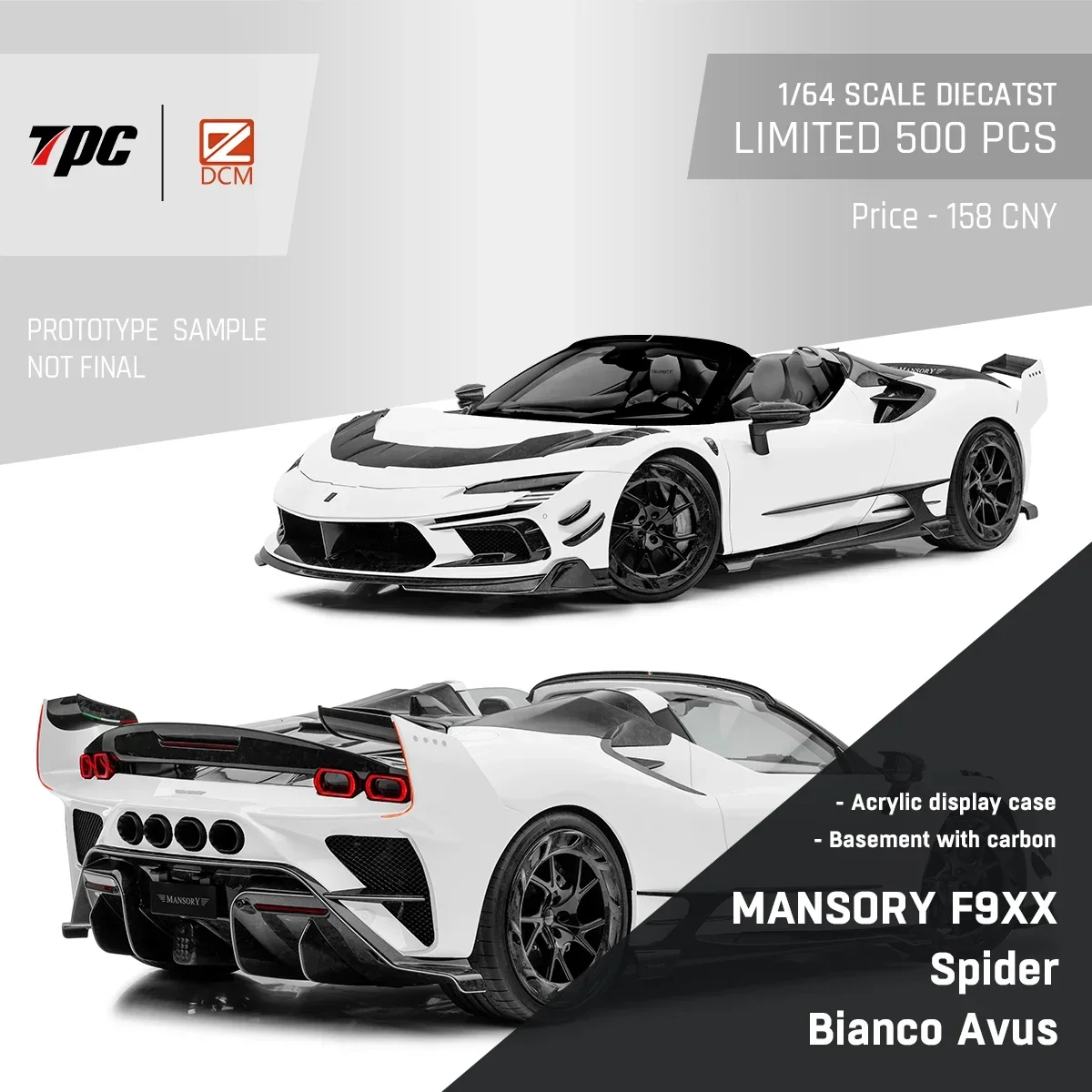 **Pre-order ** DCM 1:64 Mansor F9XX Spider /Stradale  limited500 Diecast Model Car