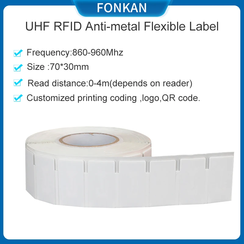 

500pcs/roll UHF RFID Label 70*30mm Anti-metal RFID Tag Sticker Label UHF for Asset Management UHF RFID Anti-metal Label