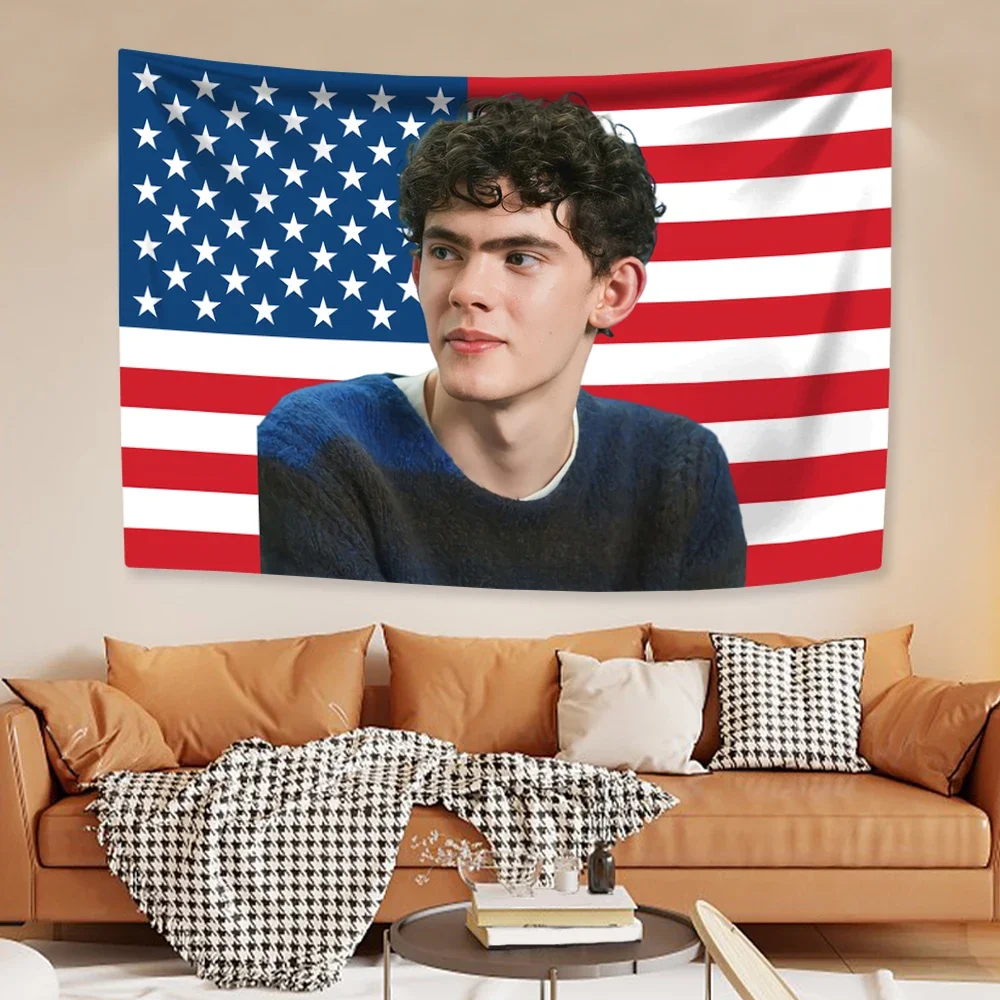 Joe Lockes Tapestry American Flag Heartstoppers Famous Actor Home Decor Wall Hanging Covering Bedroom Dorm Backdrop Fans Gift