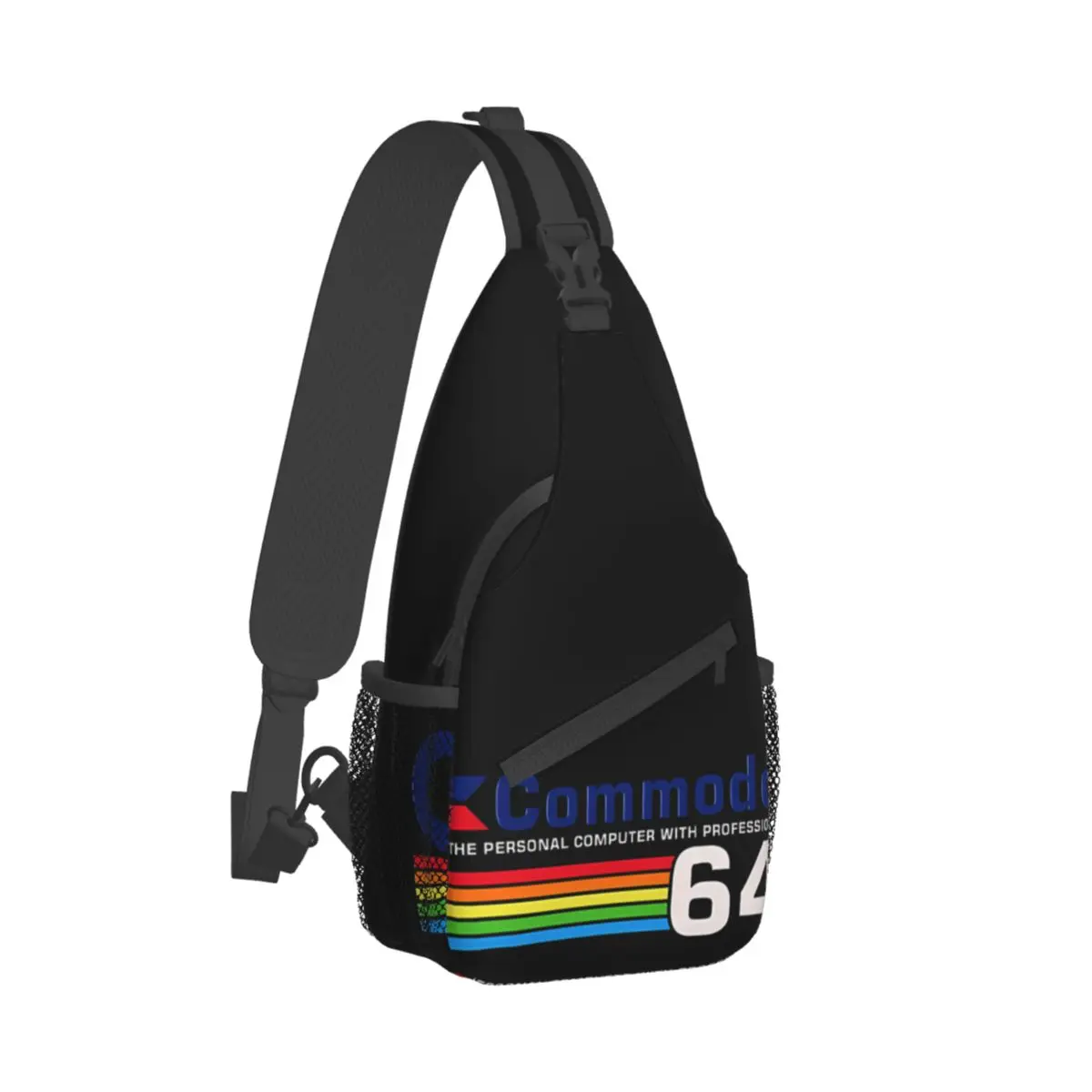 

Black Crossbody Chest Bags Retro Commodore 64 Pockets Travel Pack Messenger Sports Teens Shoulder Bag Unisex