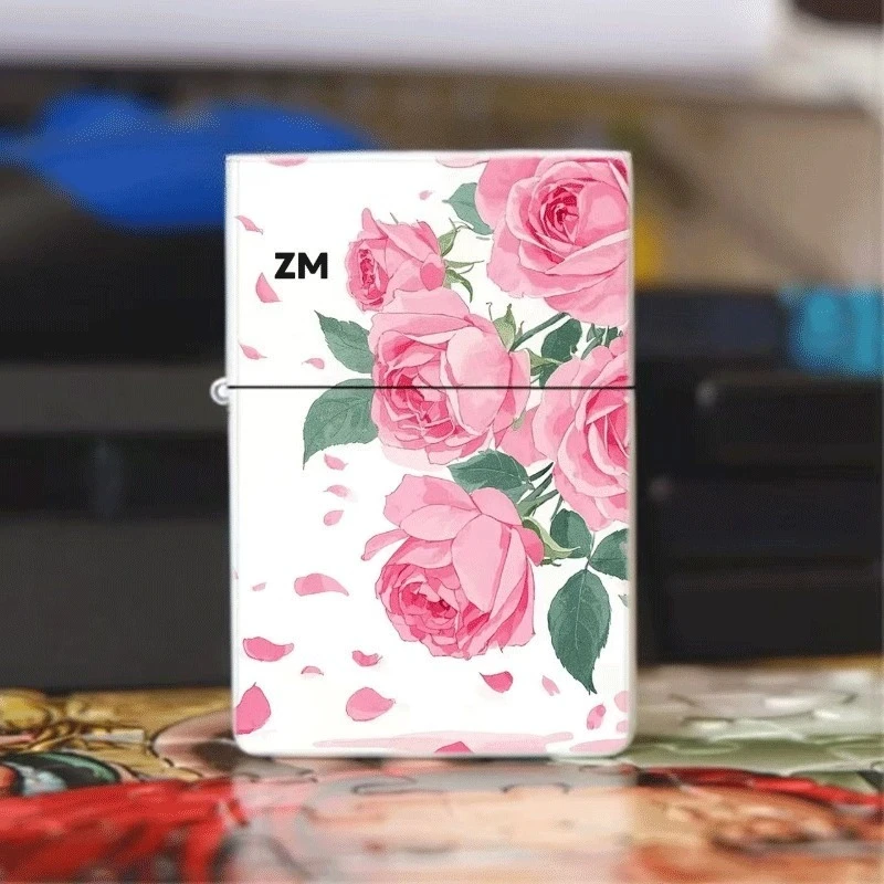 2026 New Creative Blooming Retro Style Rose Pattern Metal Kerosine Windproof Lighter, Holiday Birthday Gift for Men and Women