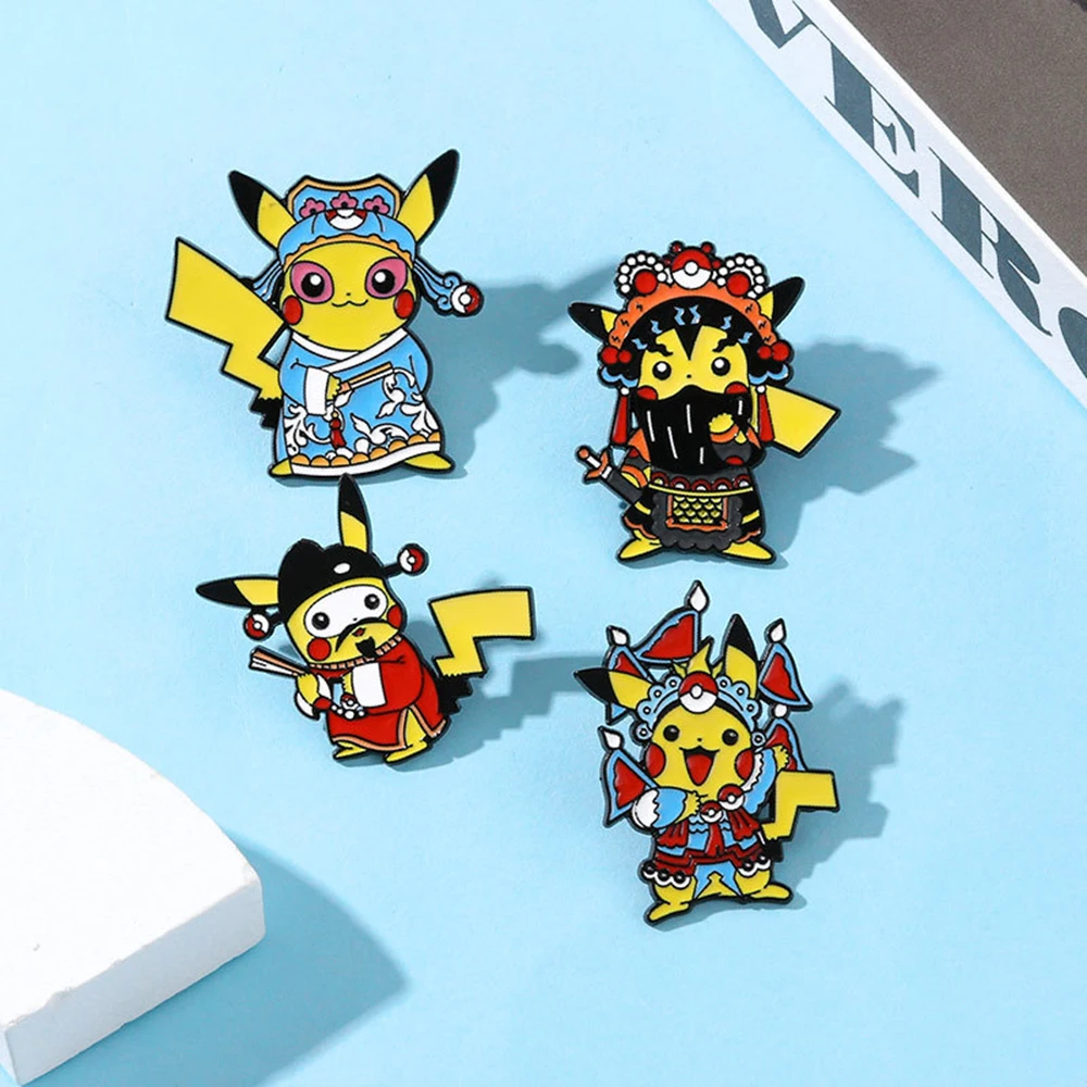 6 Stück Pokemon Pikachu Emaille Brosche Pins Metall Rucksack Abzeichen Anime Schmuck Zubehör für Frauen Jungen Kinder Geschenk