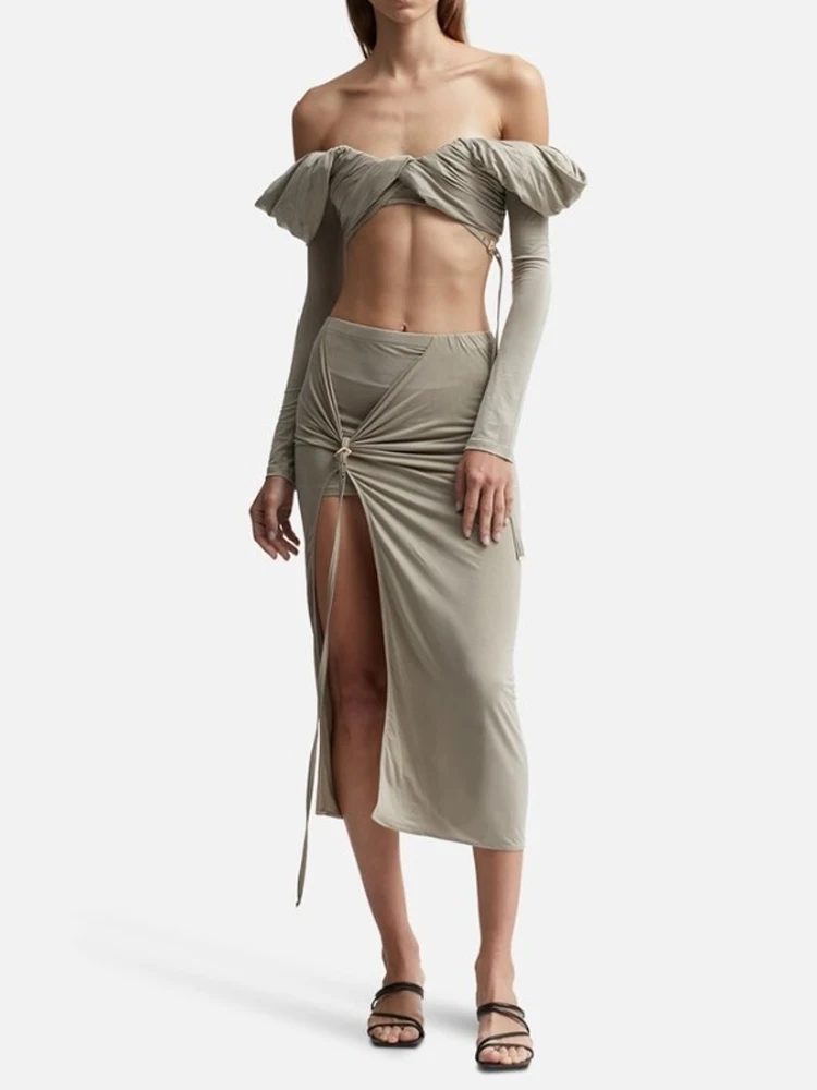 

Французская юбка миди из медной ткани с эффектом разложения, гладкая, прямая, с разрезом, металлическая, синяя, облегающая, до пола, женская