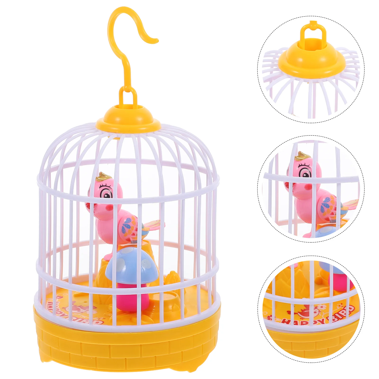 

Fluttering Birds Singing Toy Light Music Cage Voice Control Simulation Kids Toys