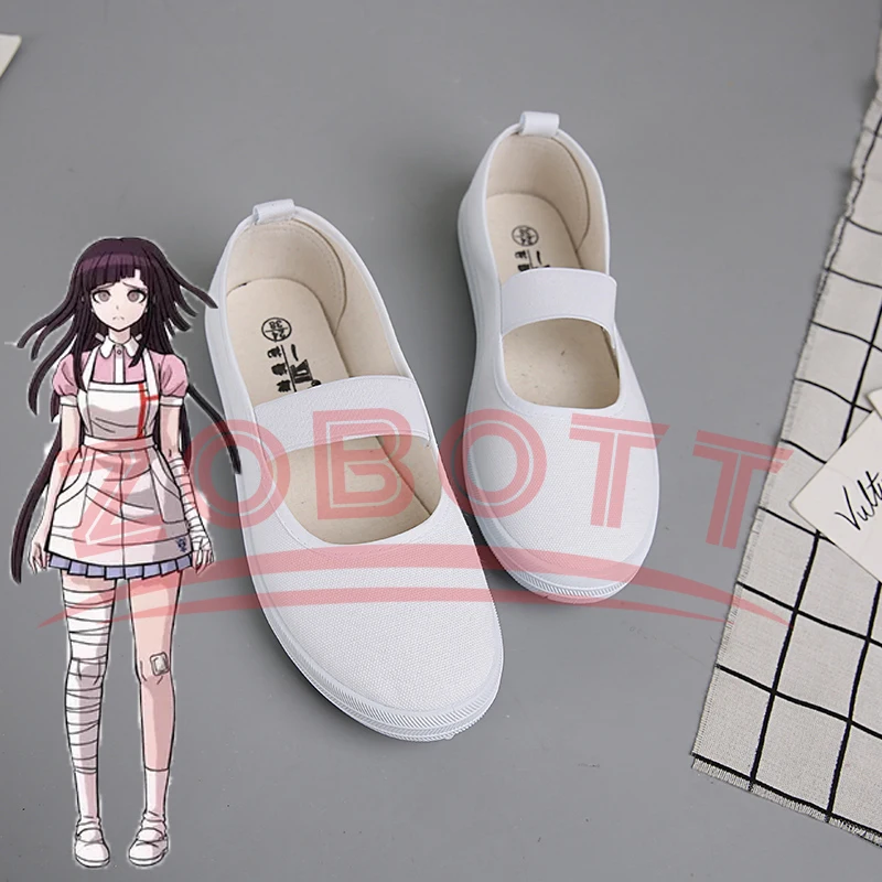 Super Danganronpa 2 Mikan Tsumiki Cosplay Shoes White School Sport Shoes Gymnastics Dance Show Shoes