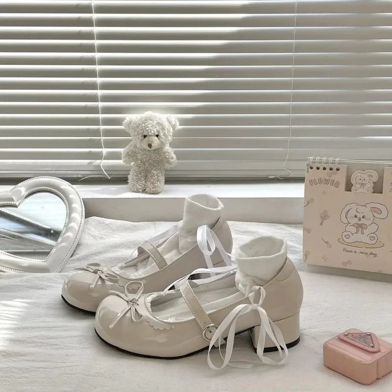 

Летние женские туфли Мэри Джейн в стиле Лолиты цвета мороженого, одинарные туфли до середины икры, обувь в милом стиле на плоской подошве с круглой головкой