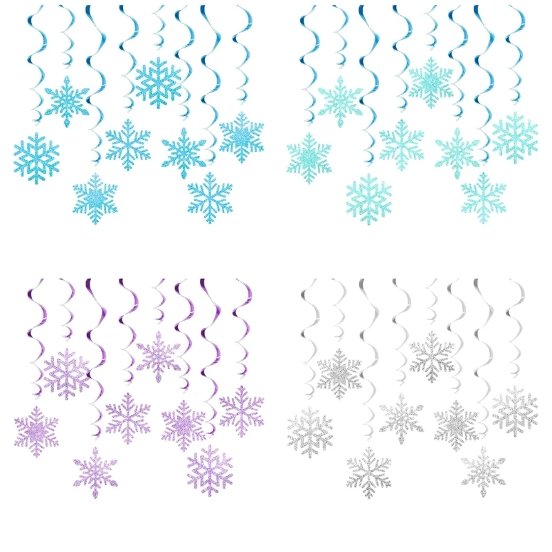 Christmas Swirls Snowflake Ornament Ceiling Wall Decoration for Holiday