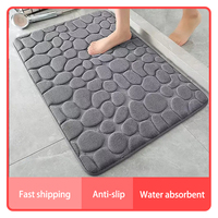 3D Non Slip Bathroom Mat Cobblestone Embossed Bath Mats Absorbent Doormat Carpet Door Floor Mats Machine Washable Quick Drying