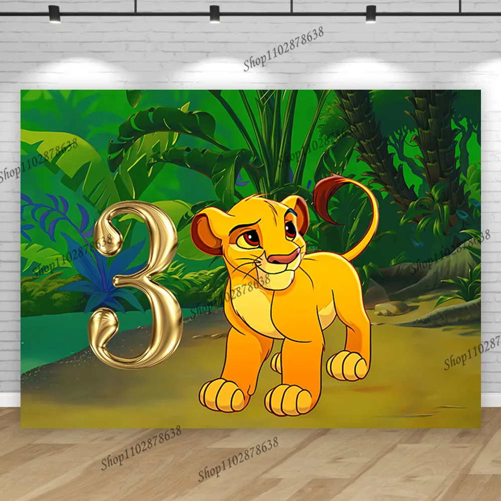 The Lion King Birthday Backdrop Custom Gold Age 1 2 3 4 Children Party Background Boy Kids Jungle Baby Shower Decoration Banner