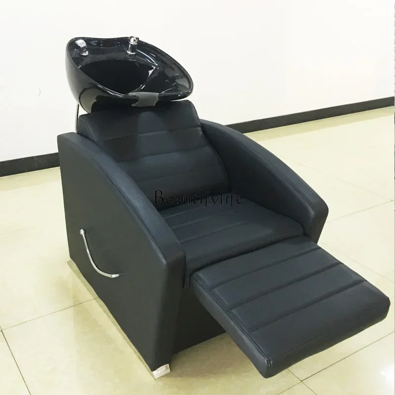 

LJYJapanese Style Semi-Lying Shampoo Chair Simple for Hair Salon Sitting Flushing Bed Hairdressing Massage Couch