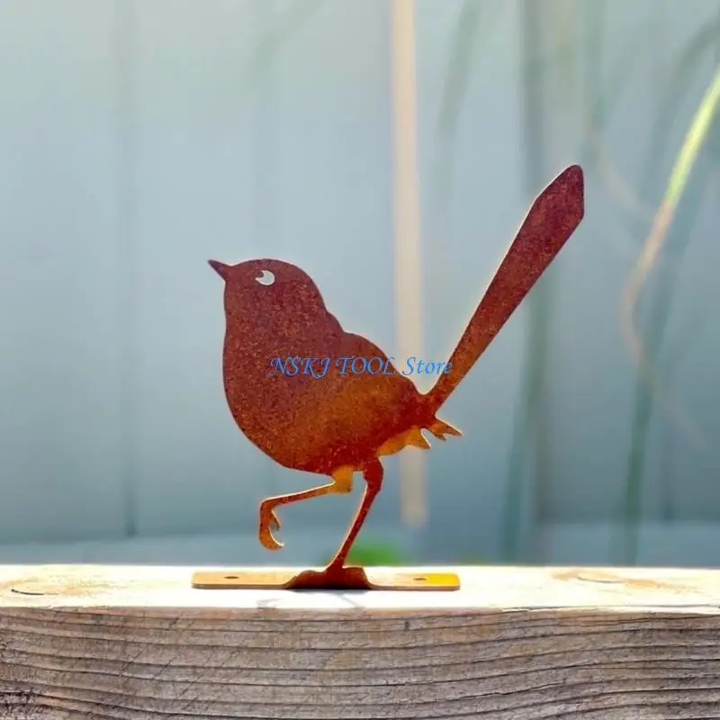 L8RC Weather Resistant Iron Bird Figurine Outdoor Garden Art Sculpture
