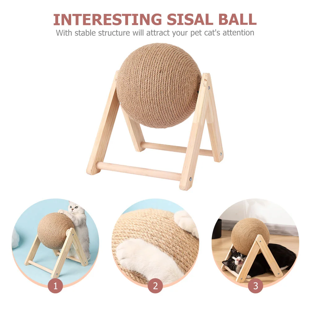 Cat Scratching Toy Interactive Natural Sisal Scratcher Indoor Balls Treadmill Rolling Grinding Claw Wood Toys