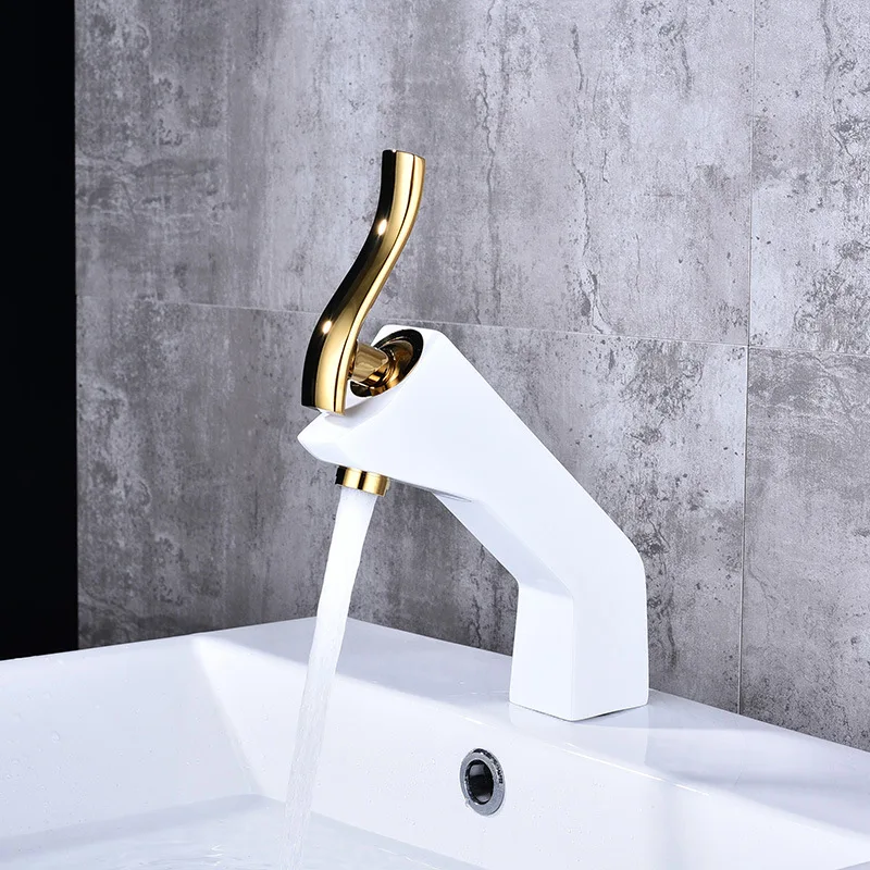 

Family Bathroom Hotel Hot Sale Fashion Washbasin Faucet Chrome Black & White