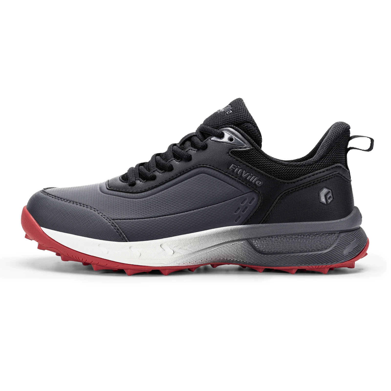 FitVille Men'S Wide Waterproof Spikeless Golf Shoes, High Traction Anti-Slip Sole, Shock Absorption Cushioning Arch Support Professional Golf Trainers, Roomy Toe Box For Wide & Fat Feet