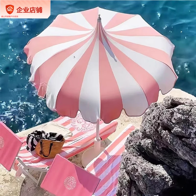 

Outdoor Internet celebrity parasol pagoda umbrella beach column umbrella fringed courtyard garden villa swimming pool seaside cu