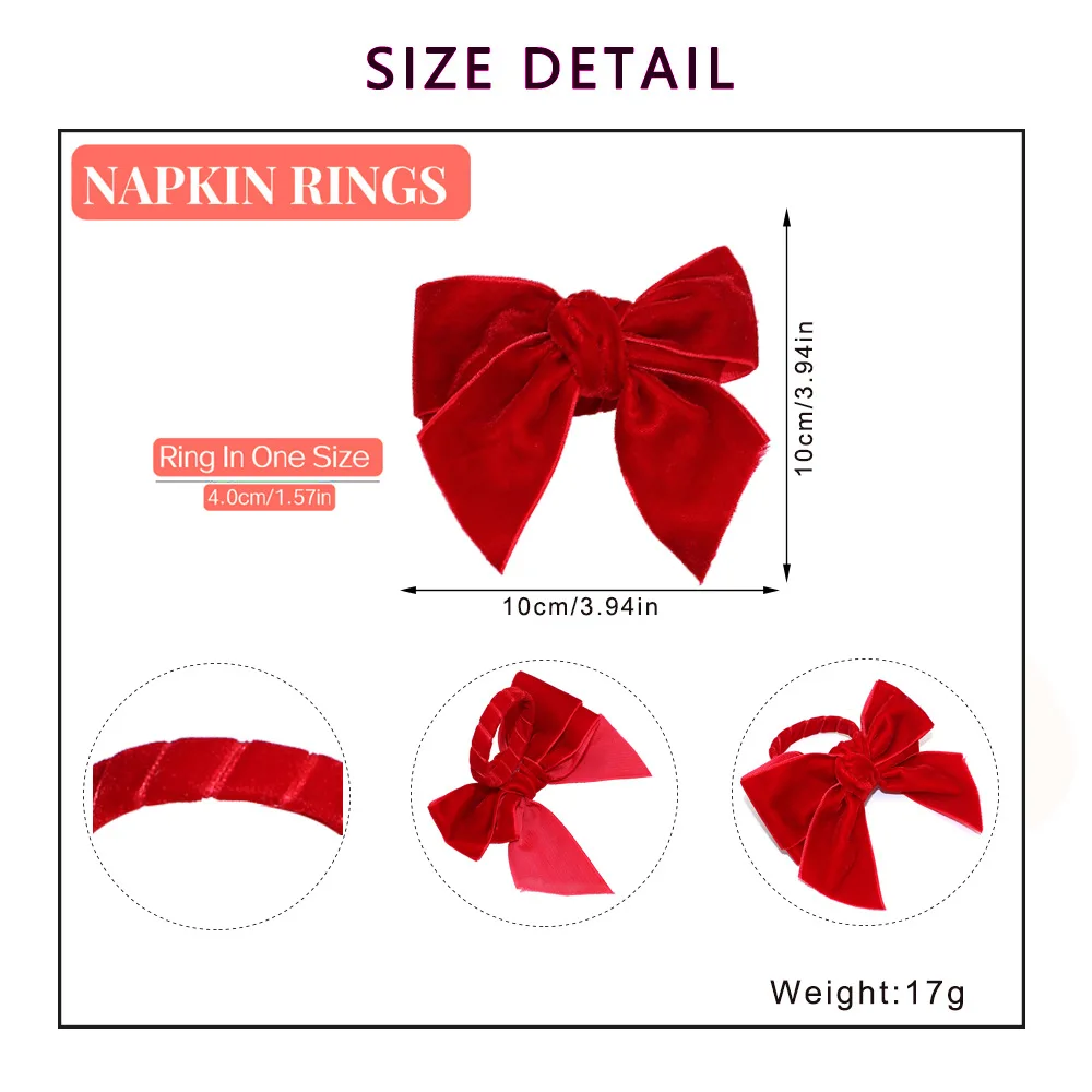 크리스마스 냅킨 링 레드 활 웨딩 테이블 냅킨 거치대 버클, 새해 딩잉 테이블 장식, 휴일 장식, 12 개
