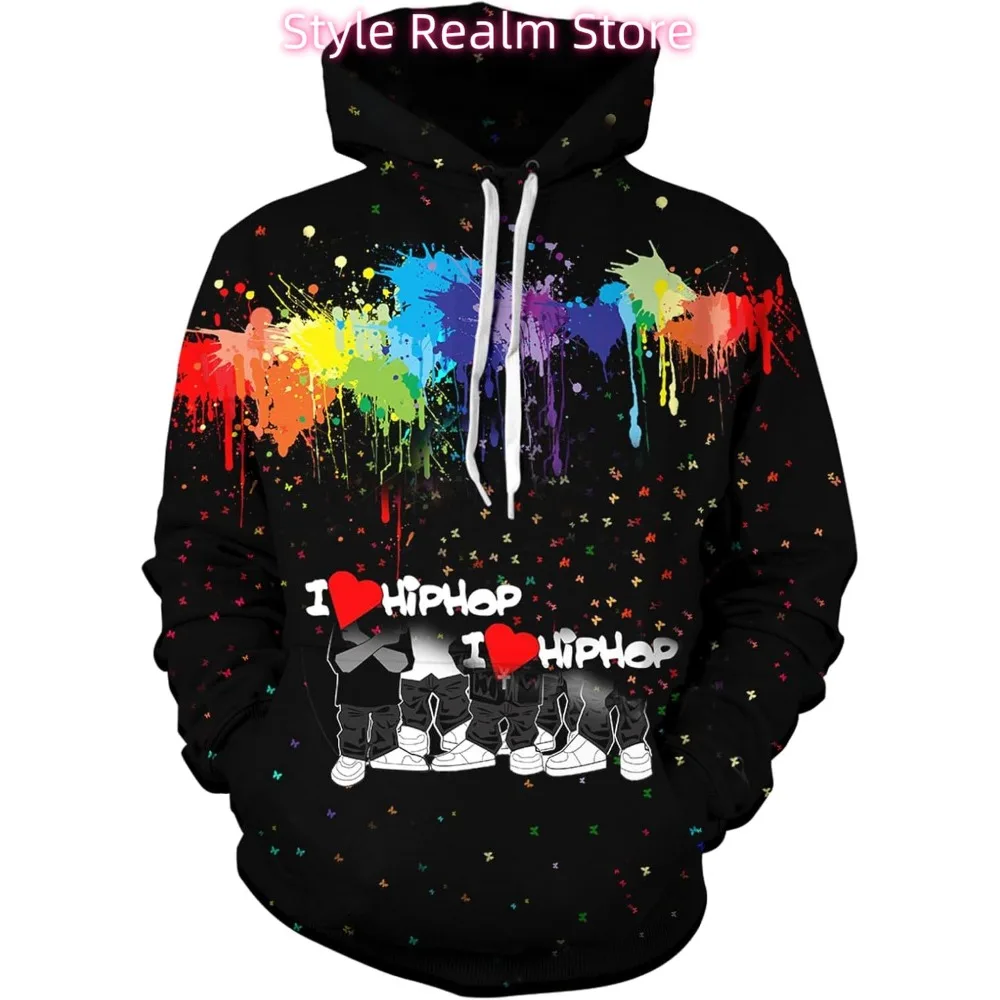 الرجال 3D المطبوعة الجدة هوديي الهيب هوب هوديس الشارع الكتابة على الجدران البلوز جيوب عارضة السترة